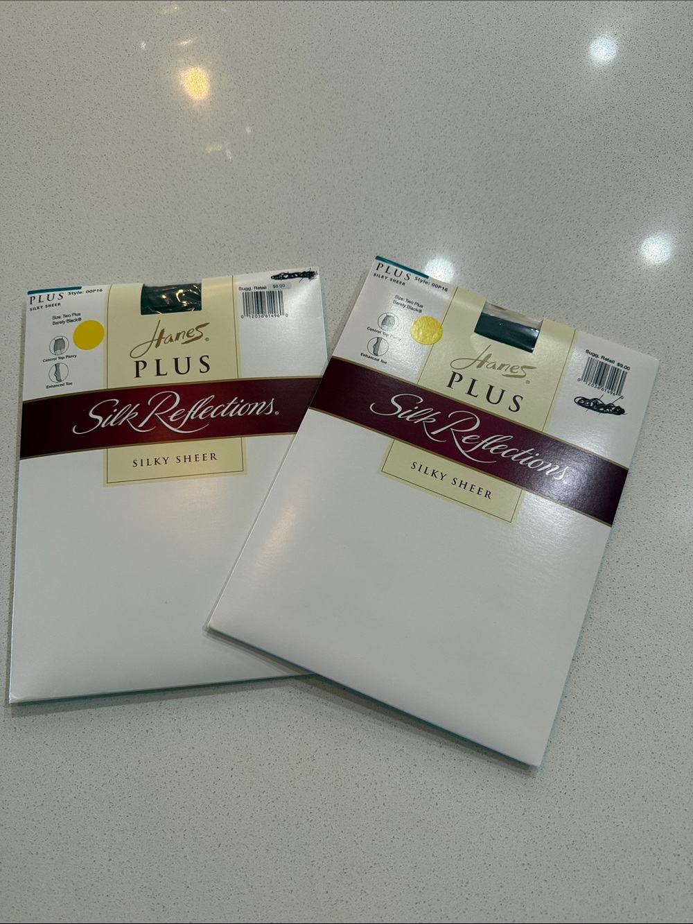 Hanes Plus Silk Reflections SilkySheer Pantyhose-2 Pack Size 2 Plus Barely Black